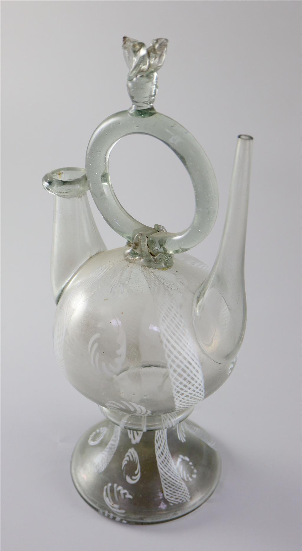 A Spanish Cantir glass vessel, 17th/18th century, 29.5cm high